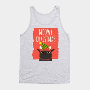 Funny Cat Merry Christmas Holiday Tank Top